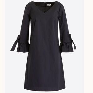 J. Crew Factory Black Sheath Dress with Ruffle Tie Bell Sleeves
